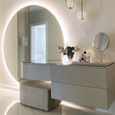 Trueliving Round Grey Luxury Dresser Table H 71 x W 23 x D 16